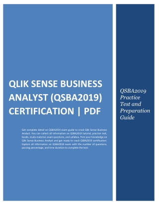 Qlik Sense Business Analyst (QSBA2019) Certification | PDF