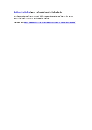 Best Executive Staffing Agency - Affordable Executive Staffing Service