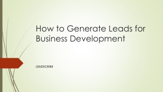 How to Generate Leads for Business Development