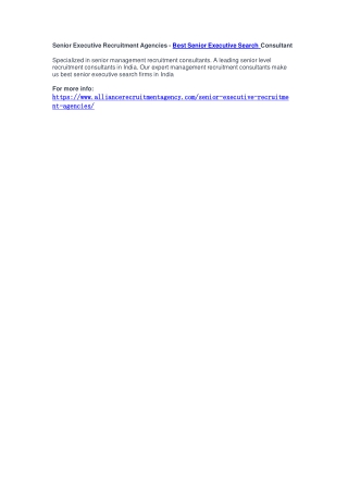 Senior Executive Recruitment Agencies - Best Senior Executive Search Consultant