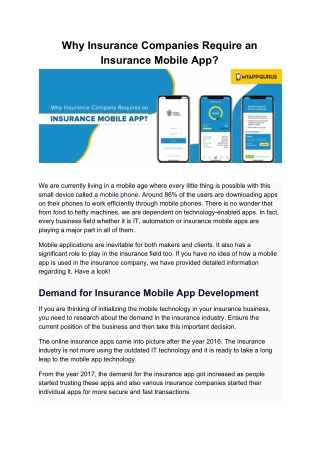 Why Insurance Companies Require an Insurance Mobile App?