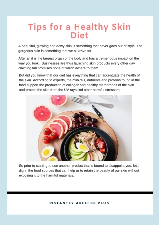 Tips for a Healthy Skin Diet