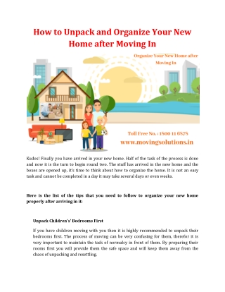 How to Unpack and Organize Your New Home after Moving In