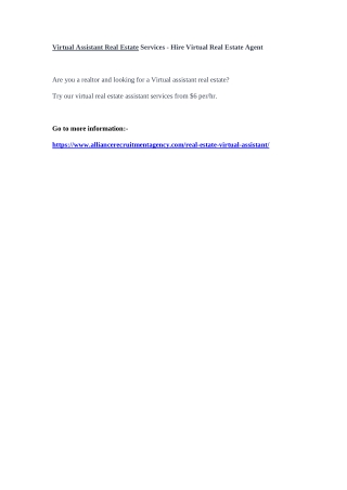 Virtual Assistant Real Estate Services - Hire Virtual Real Estate Agent