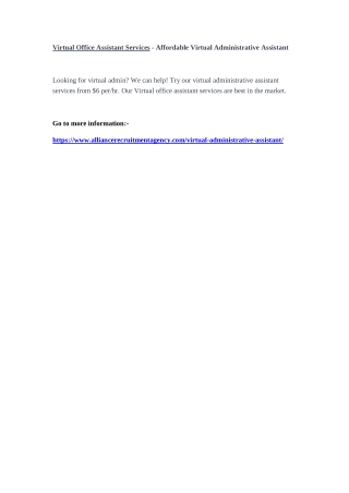 Virtual Office Assistant Services - Affordable Virtual Administrative Assistant