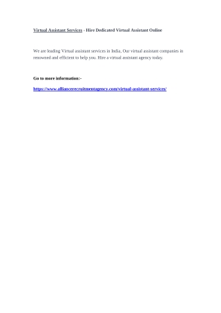 Virtual Assistant Services - Hire Dedicated Virtual Assistant Online