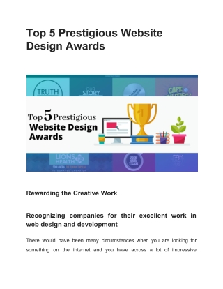 Top 5 Prestigious Website Design Awards