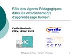 R le des Agents P dagogiques dans les environnements d apprentissage humain