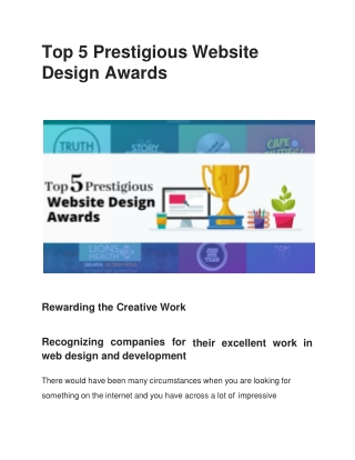 Top 5 Prestigious Website Design Awards