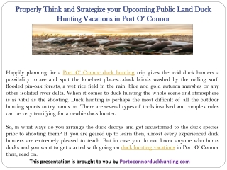 Properly Think and Strategize your Upcoming Public Land Duck Hunting Vacations in Port O’ Connor