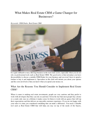 What Makes Real Estate CRM a Game Changer for Businesses?