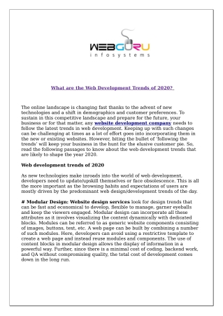 What are the Web Development Trends of 2020?