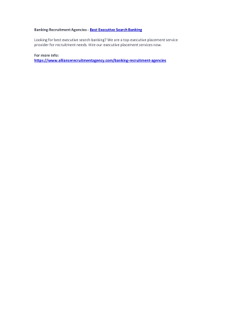 Banking Recruitment Agencies - Best Executive Search Banking