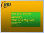 The U.S. Power Industry 2001 and Beyond Dr. Arnold Leitner Consultant RDI Consulting