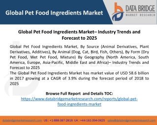 Global Pet Food Ingredients Market– Industry Trends and Forecast to 2025