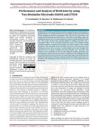 Performance and Analysis of Weld Joint by using Two Dissimilar Electrodes E6010 and E7018