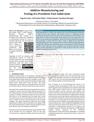 Additive Manufacturing and Testing of a Prosthetic Foot Ankle Joint