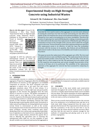 Experimental Study on High Strength Concrete using Industrial Wastes