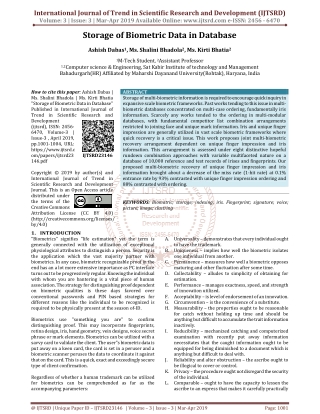 Storage of Biometric Data in Database