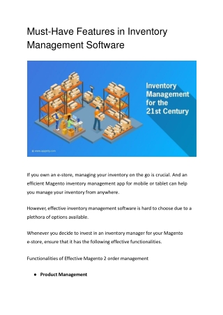 Must-Have Features In Inventory Management Software