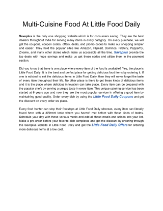 Multi-Cuisine Food At Little Food Daily