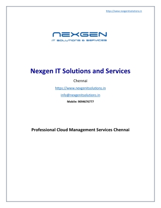 Professional cloud management services chennai