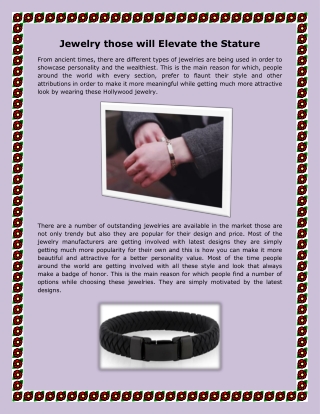 Jewelry those will Elevate the Stature