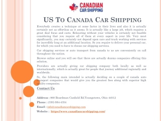 US To Canada Car Shipping