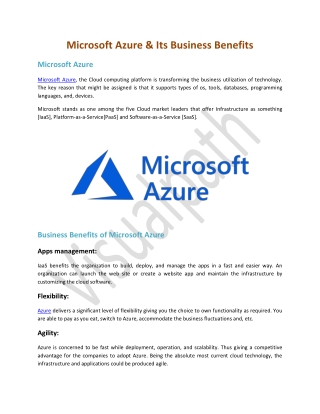 Microsoft Azure & Its Business Benefits
