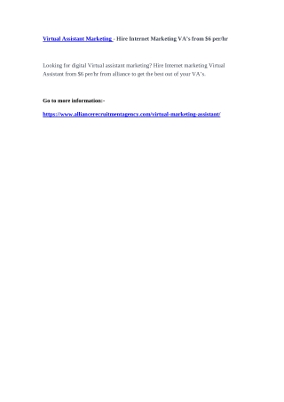 Virtual Assistant Marketing - Hire Internet Marketing VA’s from $6 per/hr