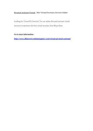 Personal Assistant Virtual - Hire Virtual Secretary Services Online