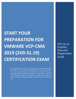 Start Your Preparation for VMware VCP-CMA 2019 (2V0-31.19) Certification Exam