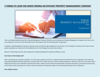 3 THINGS TO LOOK FOR WHEN FINDING AN EFFICIENT PROPERTY MANAGEMENT COMPANY