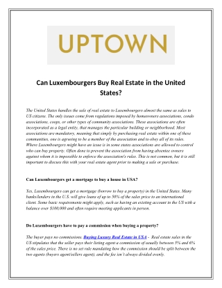 Can Luxembourgers Buy Real Estate in the United States?