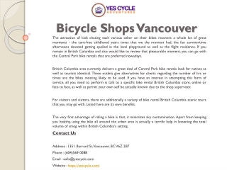 Bicycle Shops Vancouver