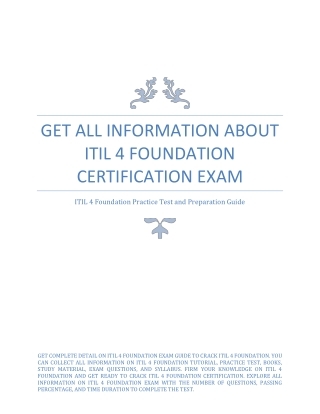 Get All Information about ITIL 4 Foundation Certification Exam