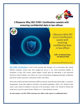 3 Reasons Why ISO 27001 Certification assists with ensuring confidential data in law offices