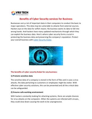 How Cyber Security Dubai Benefits a Business