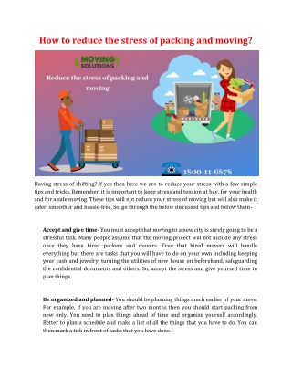 How to reduce the stress of packing and moving?