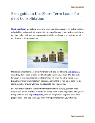 Best guide to Use Short Term Loans for debt Consolidation