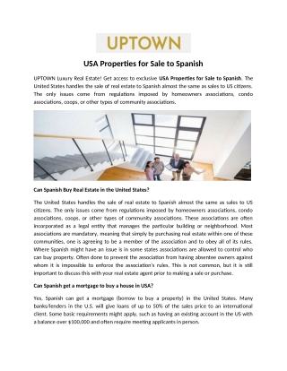 USA Properties for Sale to Spanish