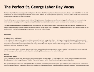 The Perfect St. George Labor Day Vacay