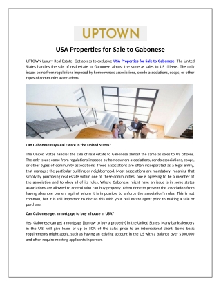 USA Properties for Sale to Gabonese