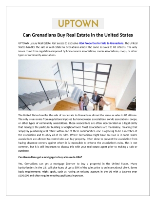 Can Grenadians Buy Real Estate in the United States