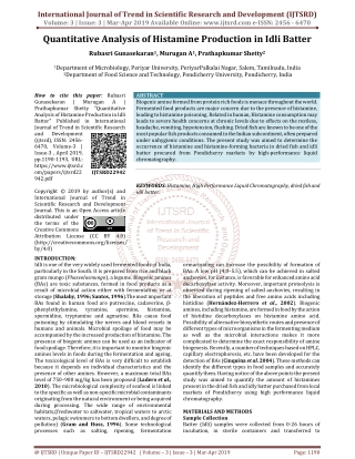 Quantitative Analysis of Histamine Production in Idli Batter