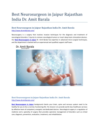 Best Neurosurgeon in Jaipur Rajasthan India Dr. Amit Barala