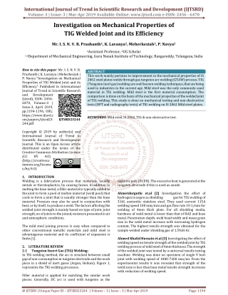 Investigation on Mechanical Properties of TIG Welded Joint and its Efficiency