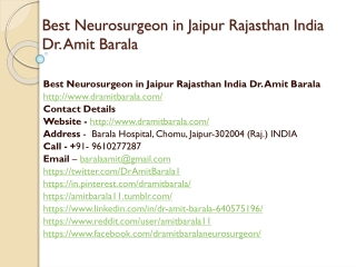 Best Neurosurgeon in Jaipur Rajasthan India Dr. Amit Barala