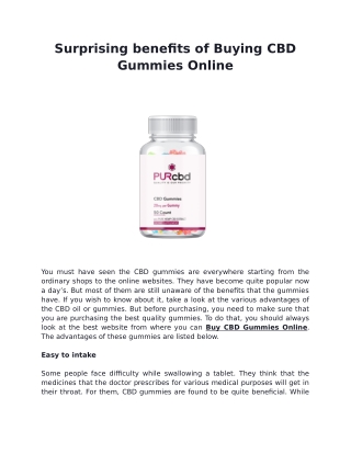 Surprising Benefits of Buying CBD Gummies Online