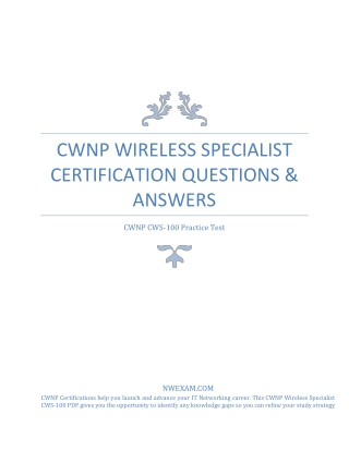CWNP CWS-100 Wireless Specialist Certification Questions & Answers